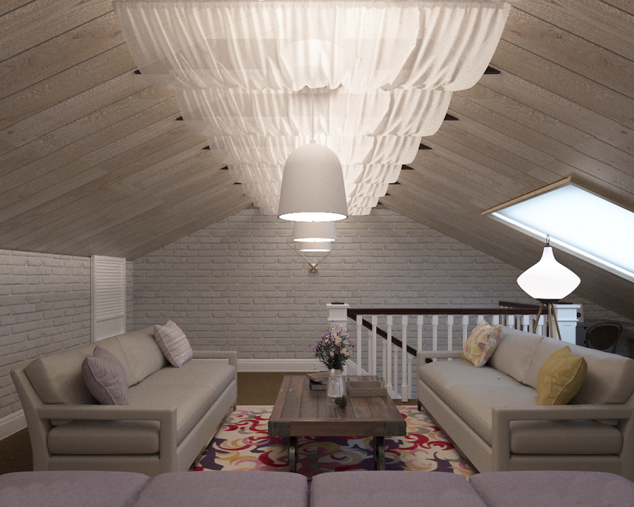 Камин на мансарде