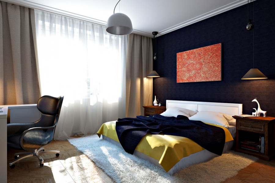 Небольшая комната в темных тонах