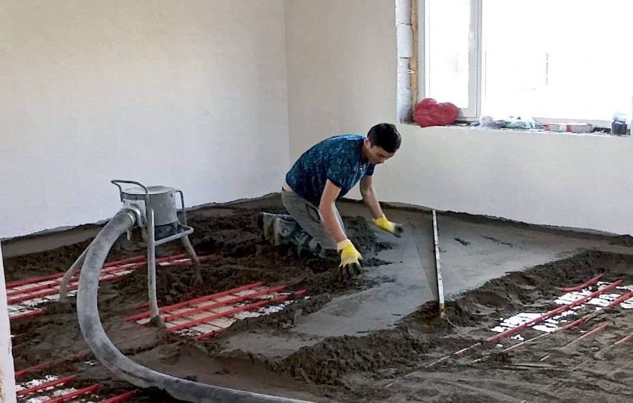 Полусухая стяжка для теплого водяного пола