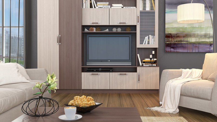 Гостиная Вегас-1 (ясень шимо темный/кофе с молоком)