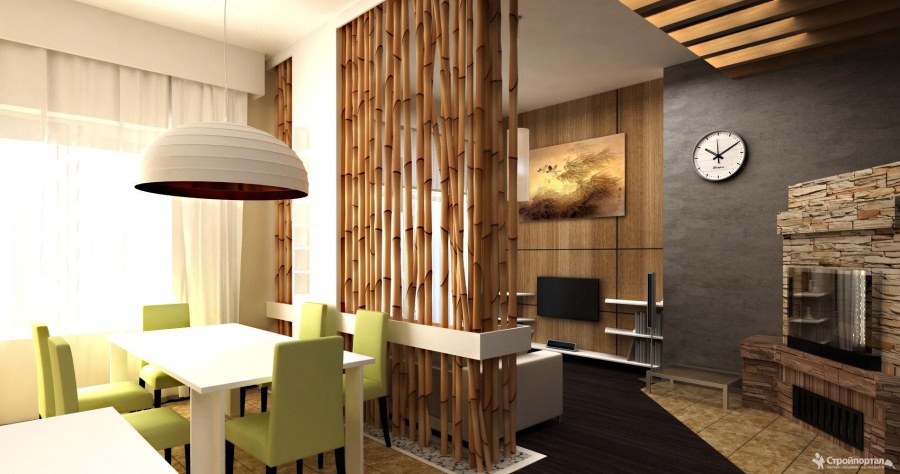 Экостиль кухня гостиная
