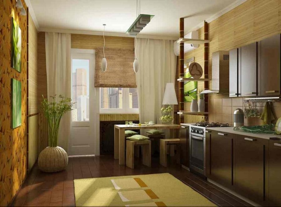 Бамбук в интерьере кухни