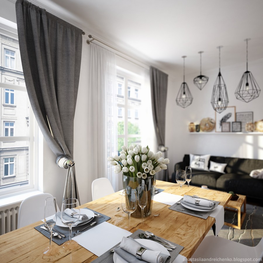 Шторы в монохромном интерьере