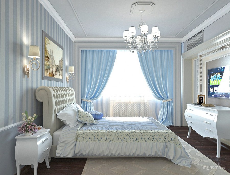 Спальня в голубом цвете