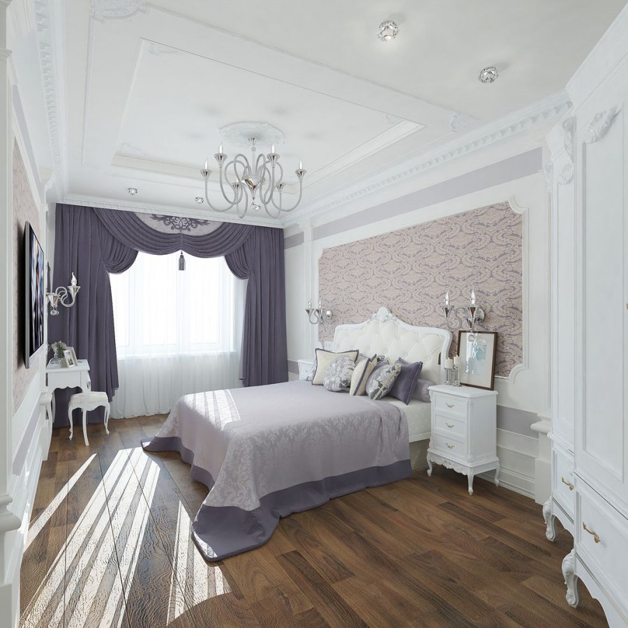 Спальня в бело голубых тонах