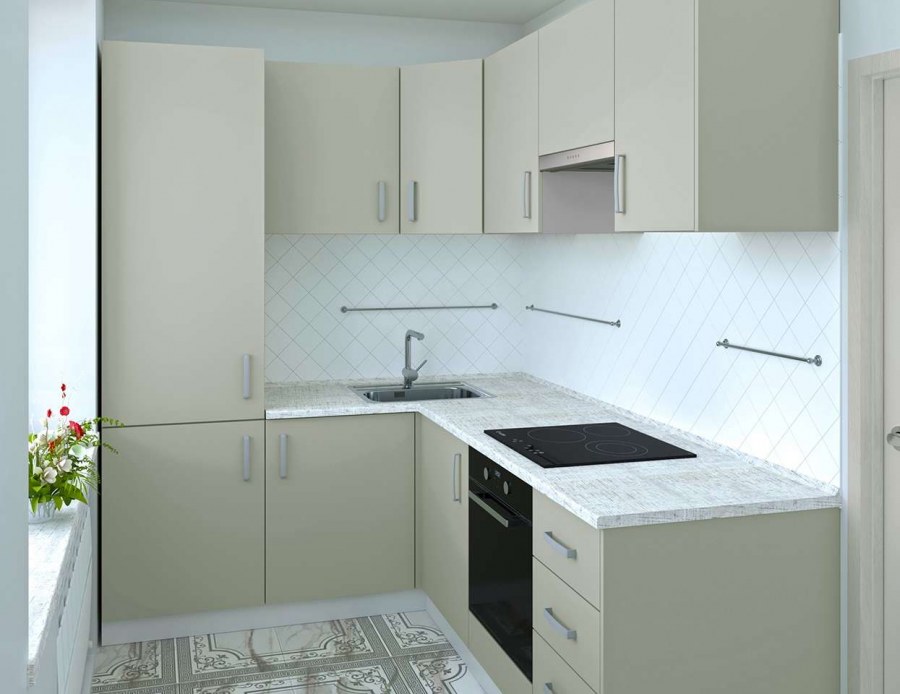 Серая матовая кухня