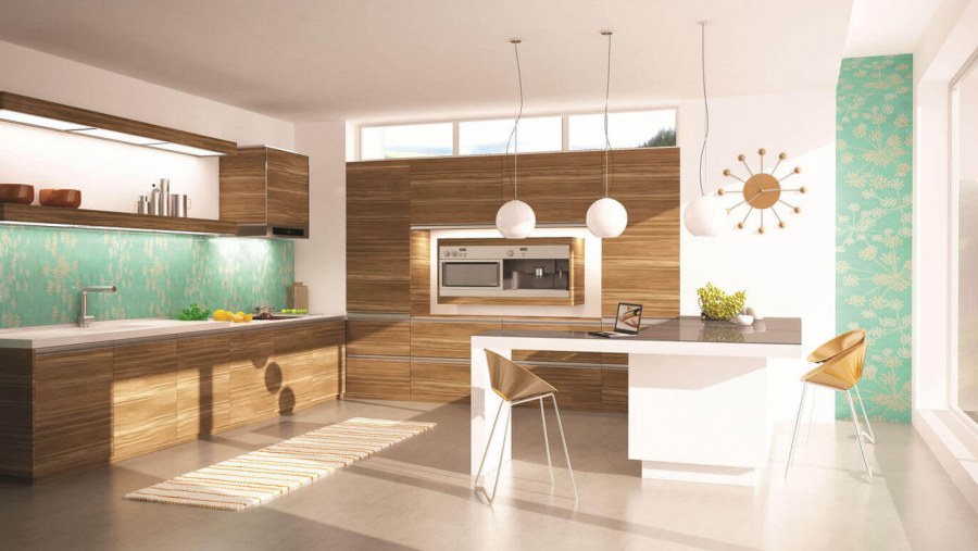 Кухня с деревянными вставками