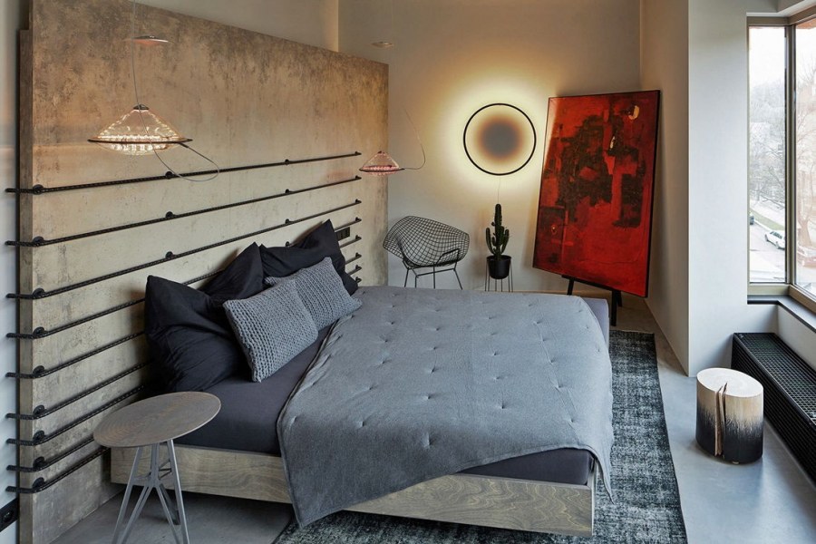 Маленькая спальня 6кв м в стиле лофт