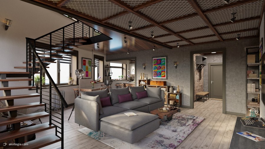 Квартиры в стиле лофт 2х этажные