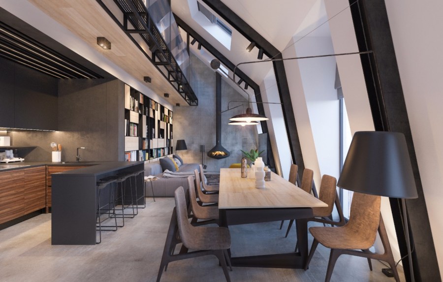 Двухуровневый офис лофт