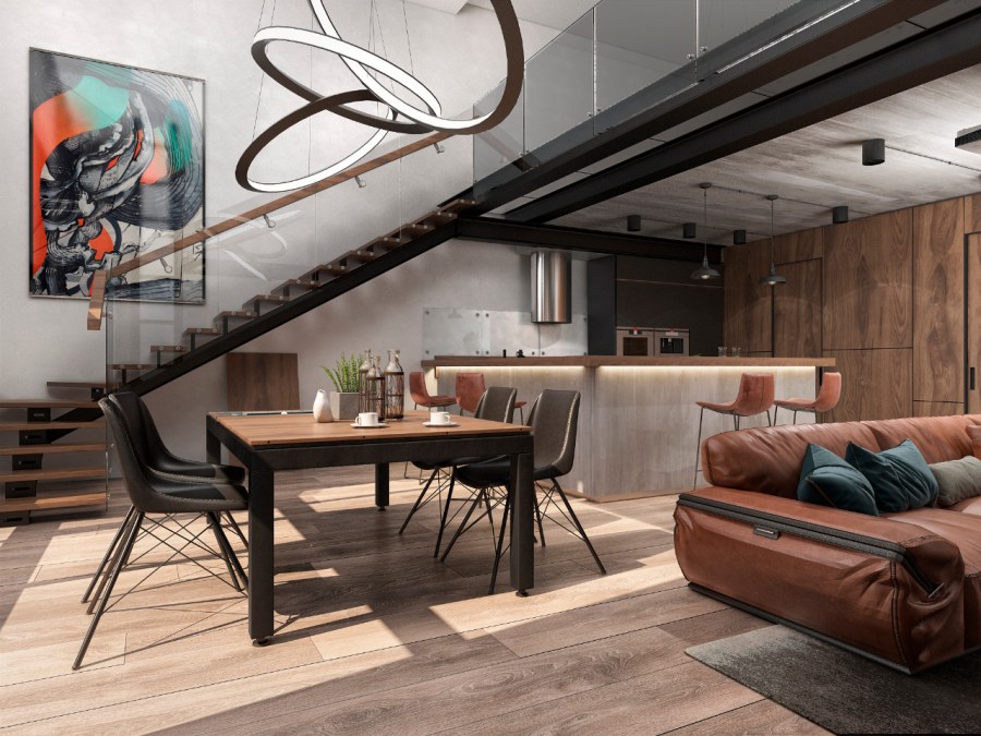 Двухэтажная квартира в стиле лофт