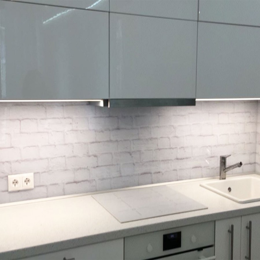 Кухонный фартук белый кирпич