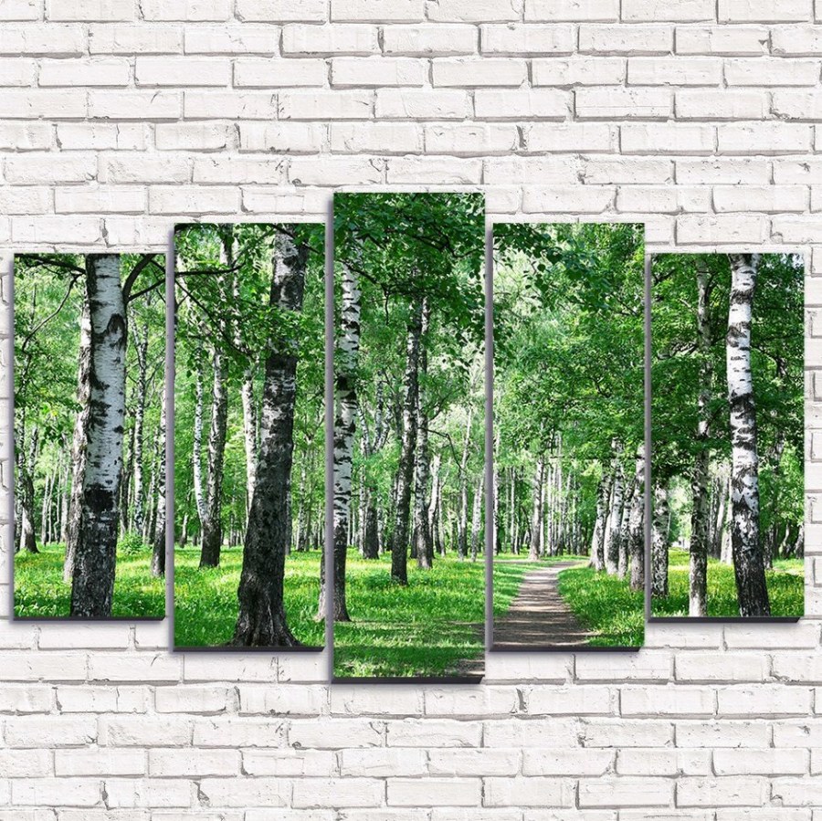 Модульная картина Берёзовая аллея