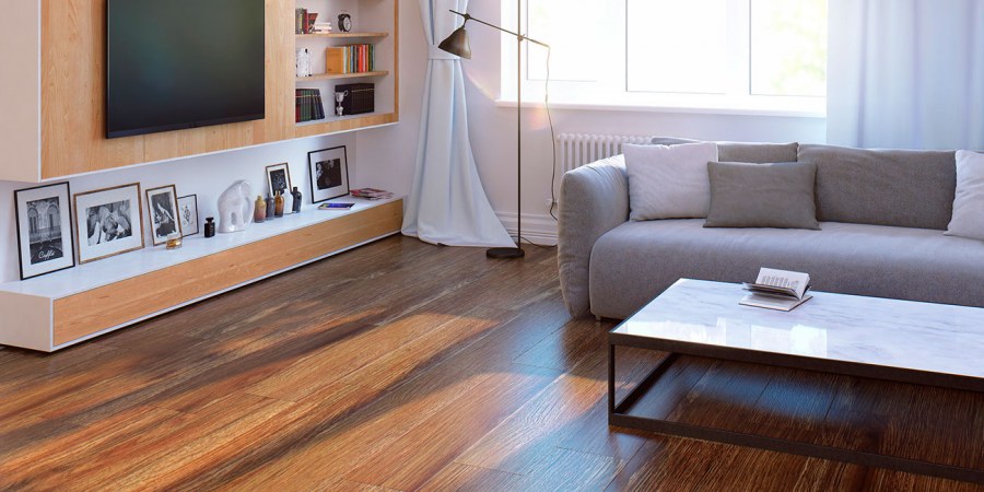 Виниловый ламинат в гостиной