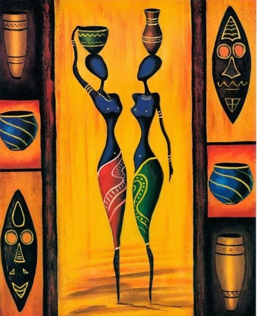 Панно в африканском стиле из плитки