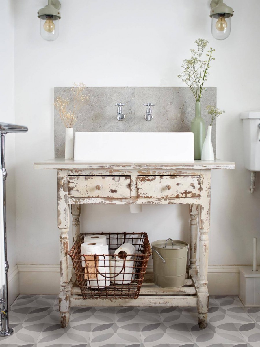 Плитка шебби Шик в интерьере ванной