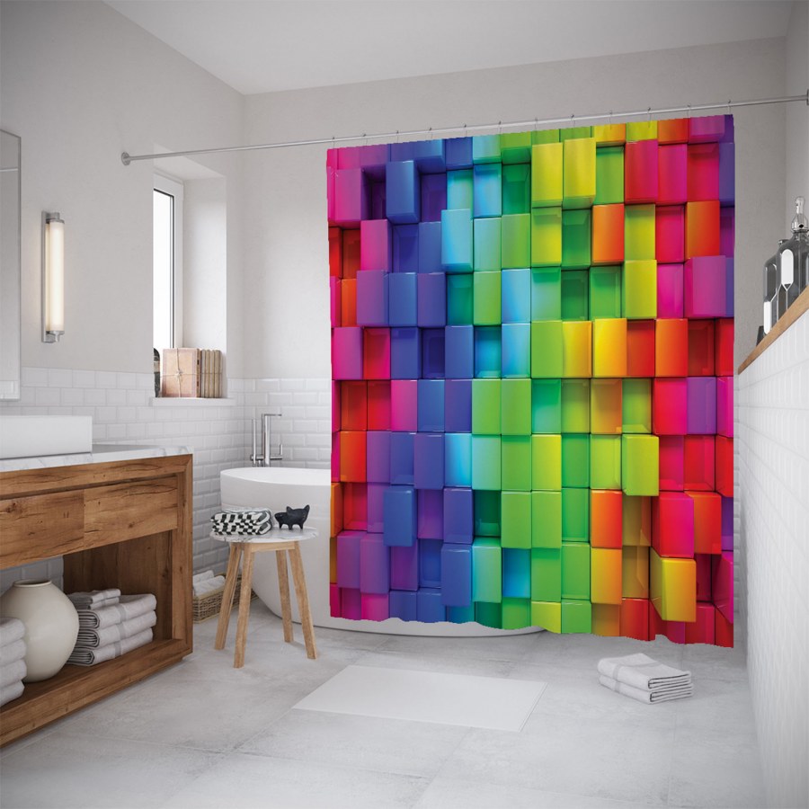 Радужные шторы для ванной
