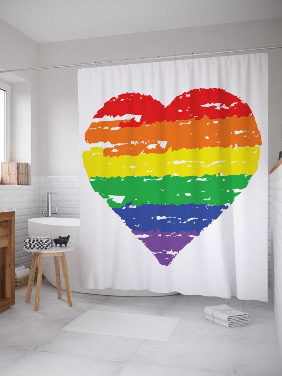 Штора для ванной сердечки