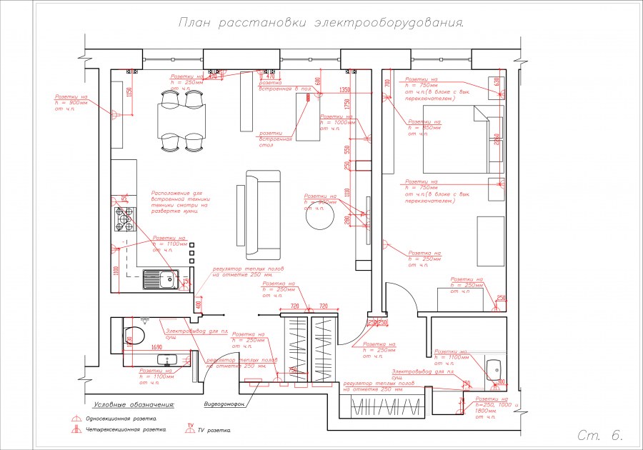 Дизайн проект план розеток и выключателей