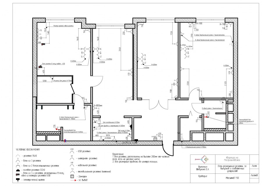 Расположение розеток в хрущевке