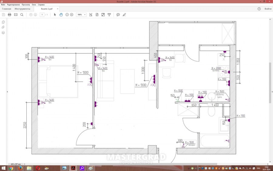 Размещение розеток в спальне схема