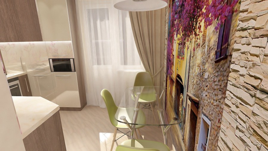 Фотообои на кухне в хрущевке