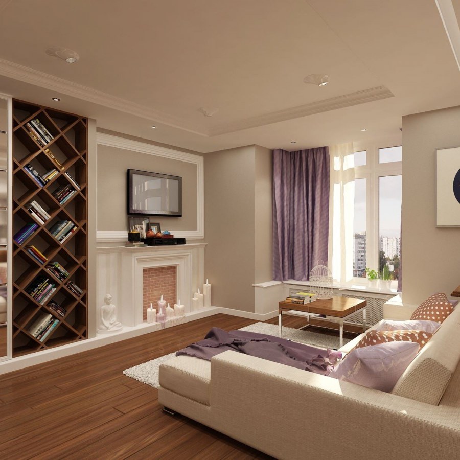 Интерьер комнаты неправильной формы