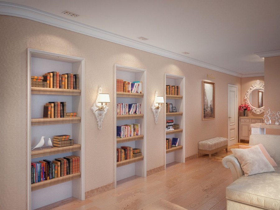 Встроенные полки в стене