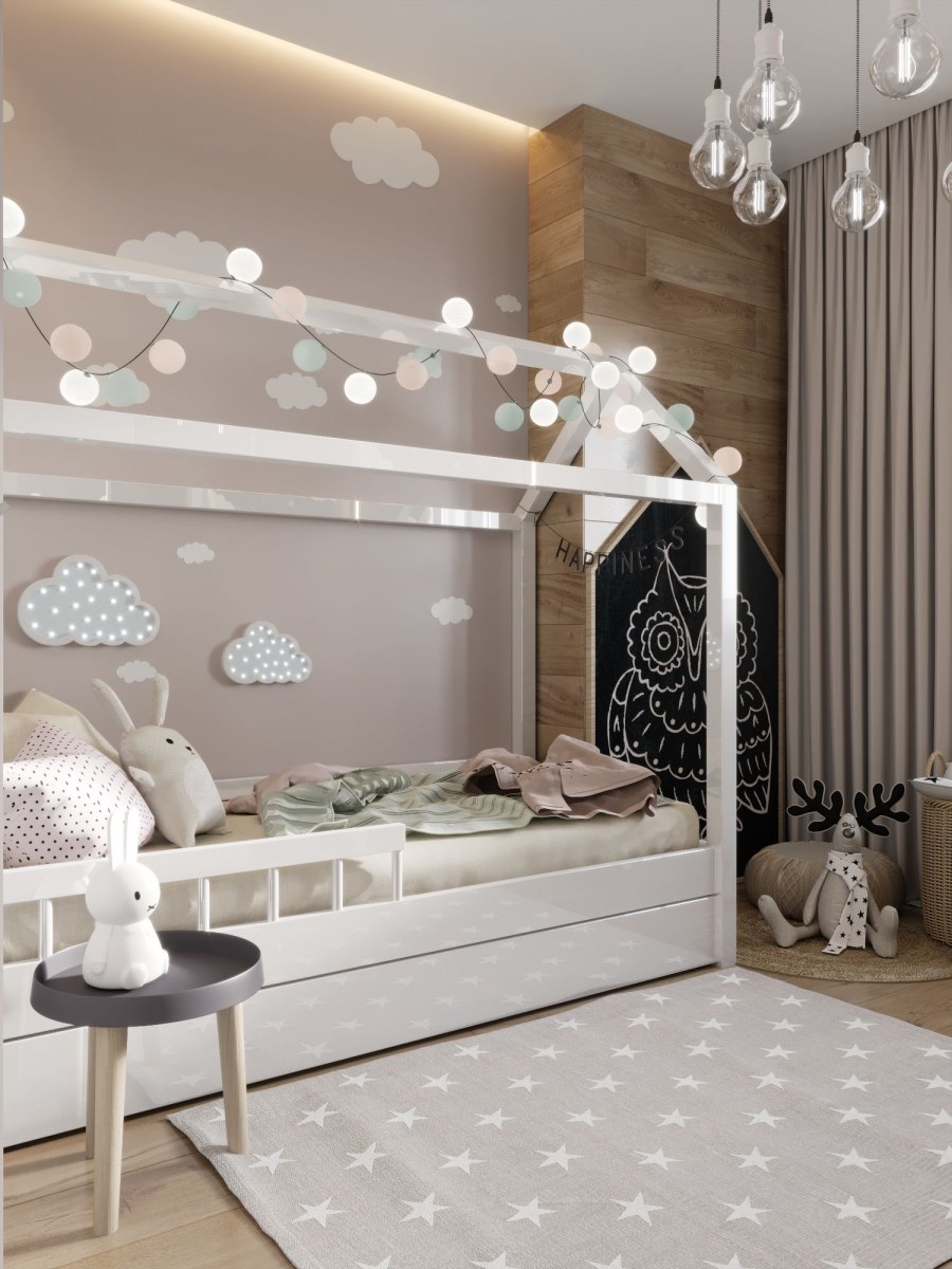 Детская для новорожденного дизайн с диваном