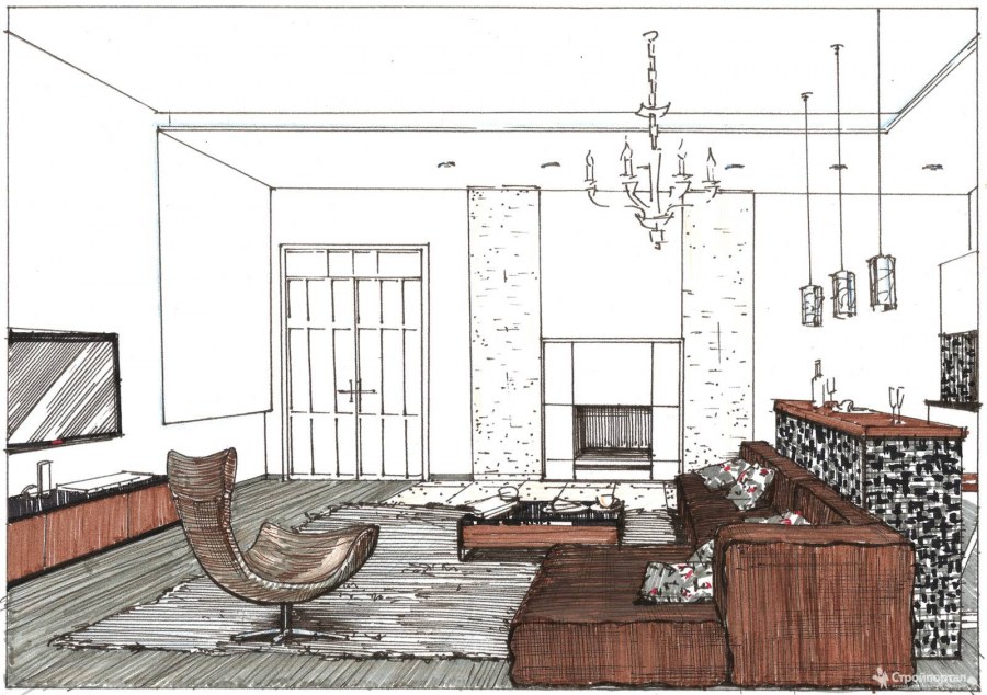 Интерьер эскиз графический