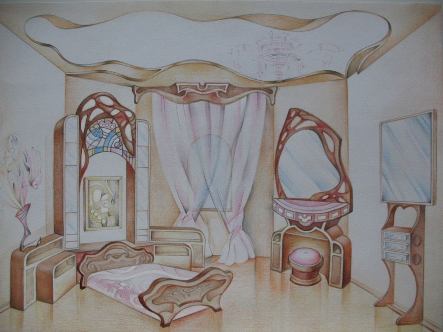 Эскиз интерьера в стиле Модерн