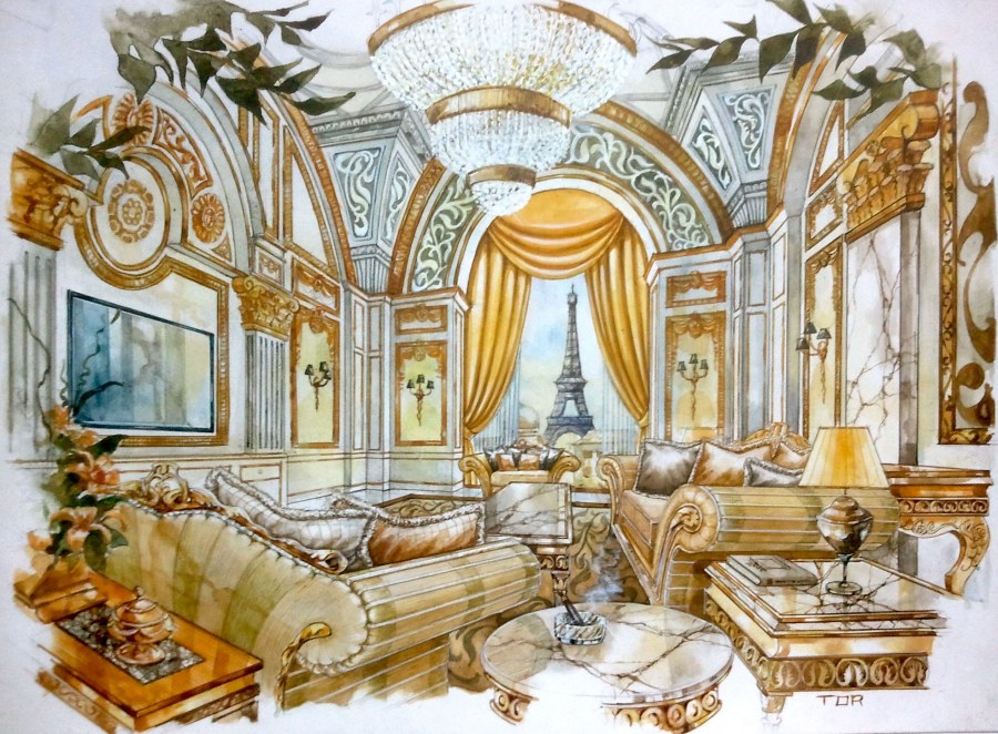 Эскиз интерьера в стиле Модерн