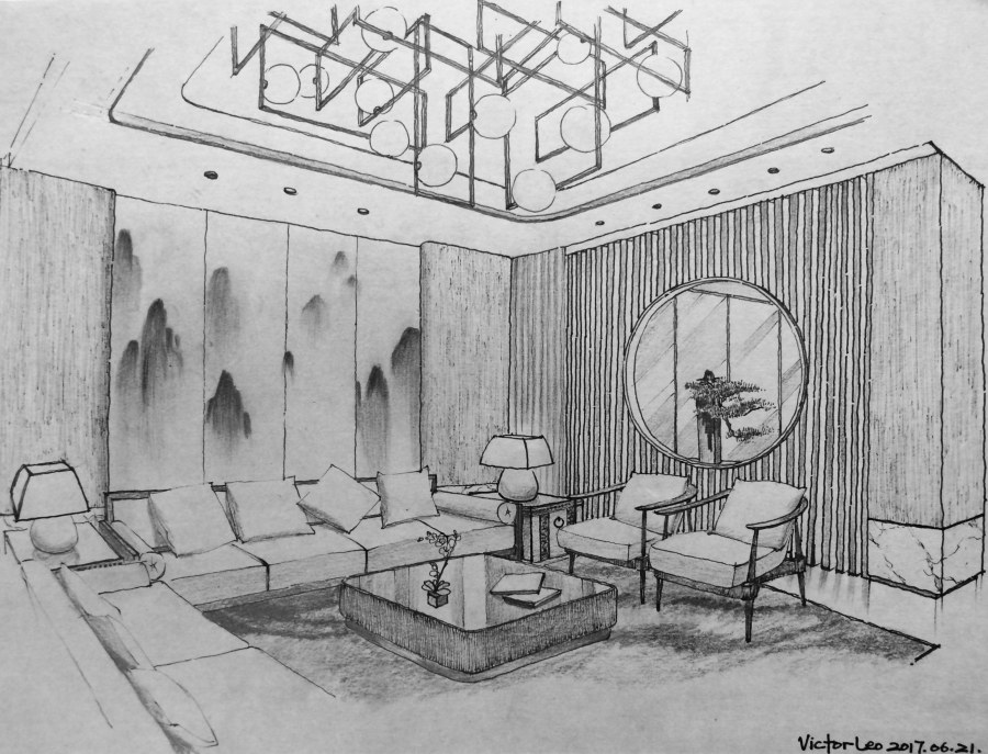 Эскиз интерьера конструктивизм