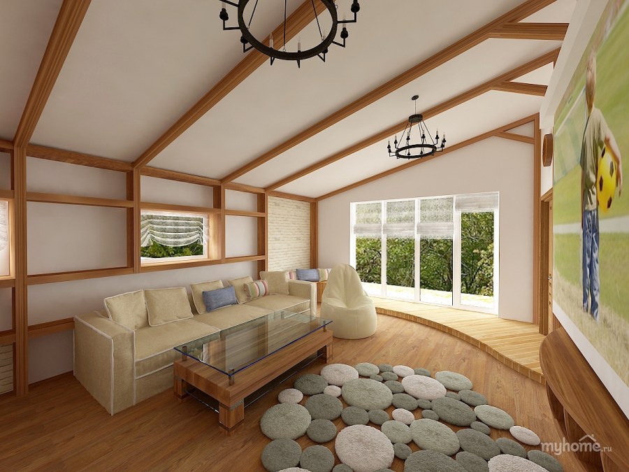 Перегородка для зонирования мансарды