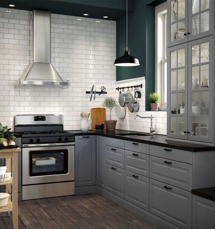 Кухня икеа Будбин серая