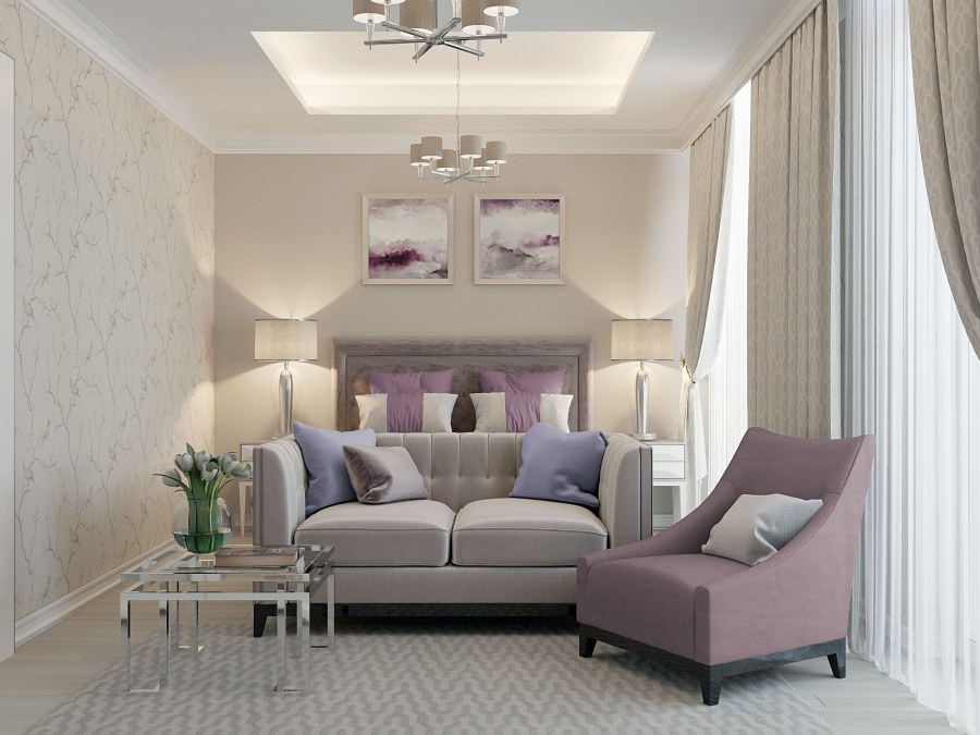 Спальня современная классика с диваном