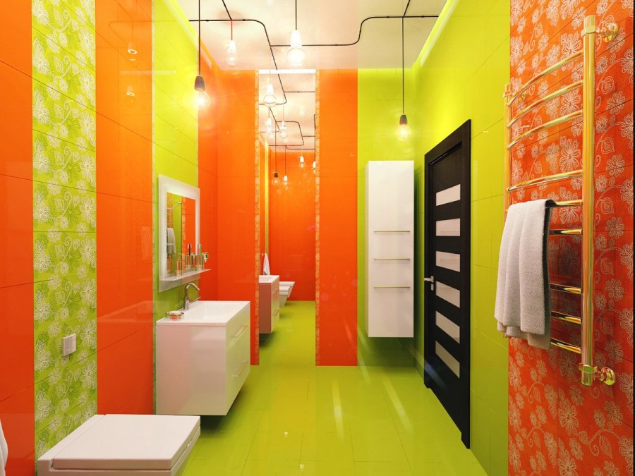 Ванная комната в оранжевом цвете