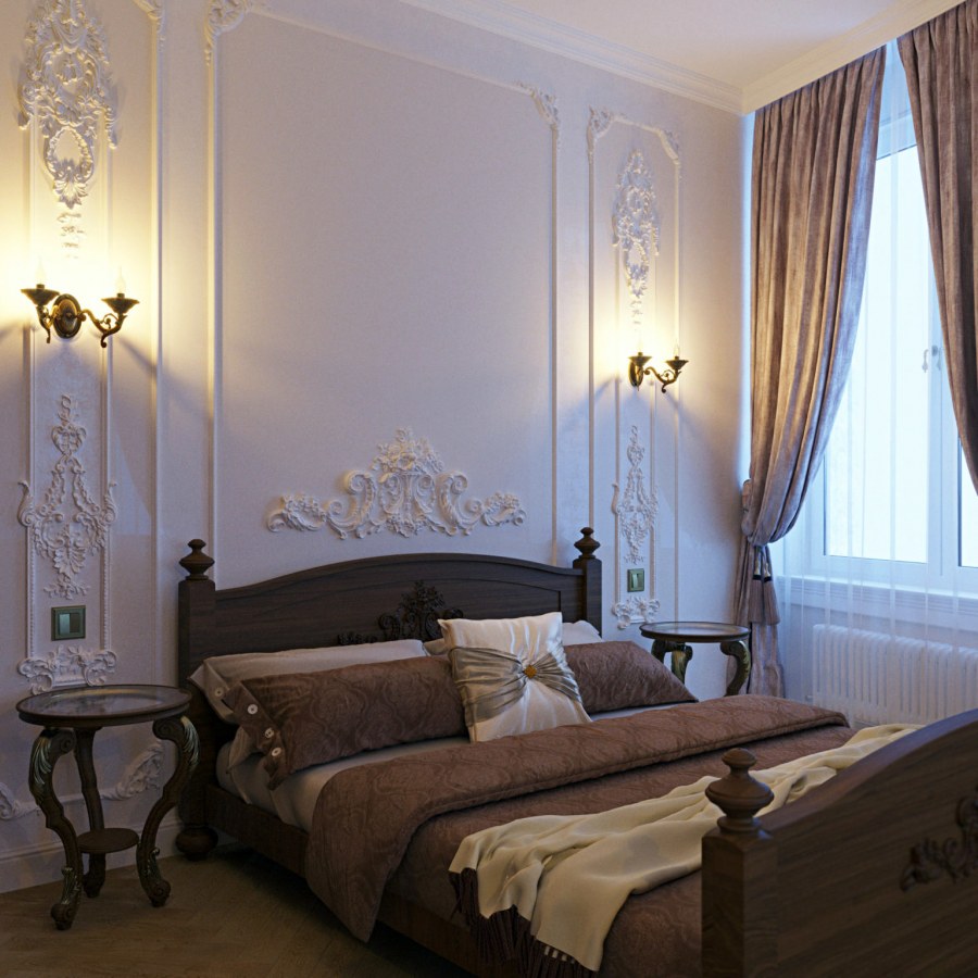 Перегородка комнаты портьерой в классическом стиле