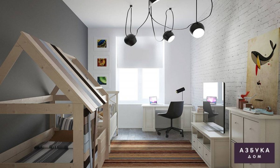 Лофт с минимализмом детская спальня