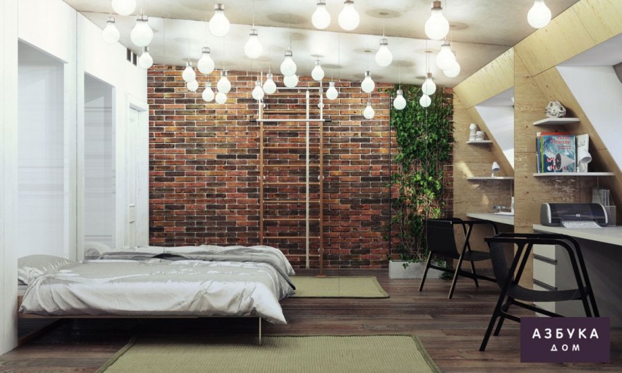 Гостевая спальня в стиле лофт