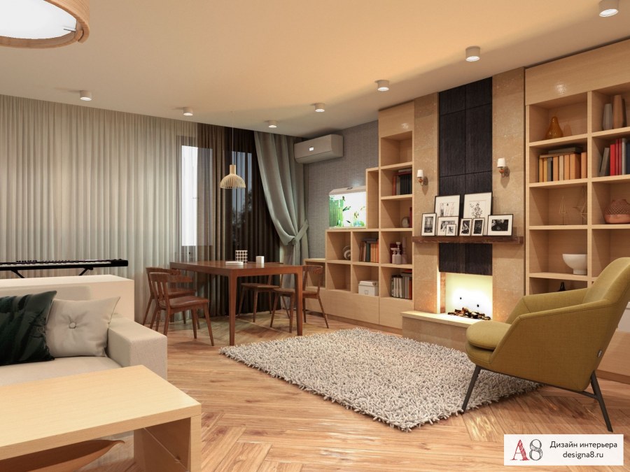 Кухня гостинная 20кв м лофт