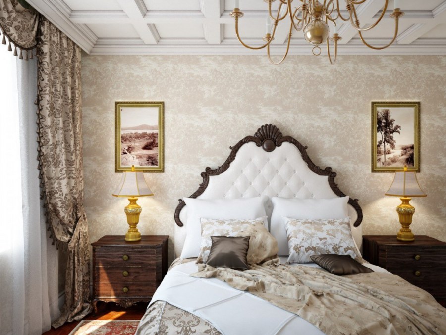 Интерьер спальни классика коричневые