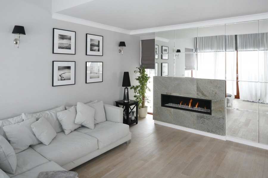 Серые стены в гостиной