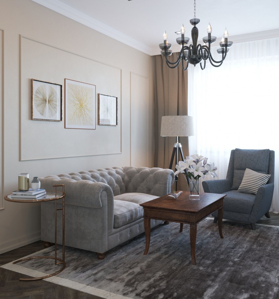 Мятные стены в гостиной