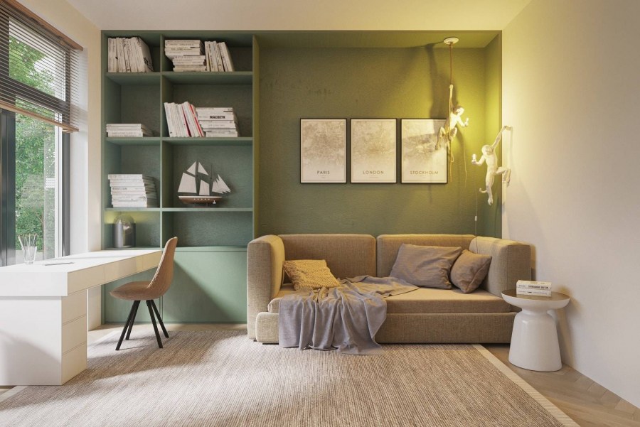 Комната кабинет с диваном