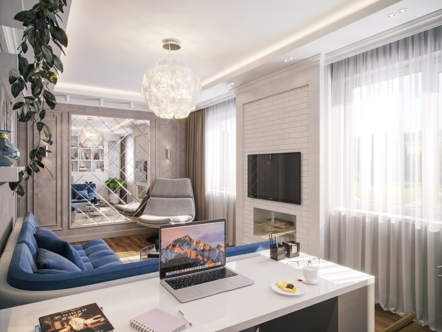 Гостиная с рабочей зоной