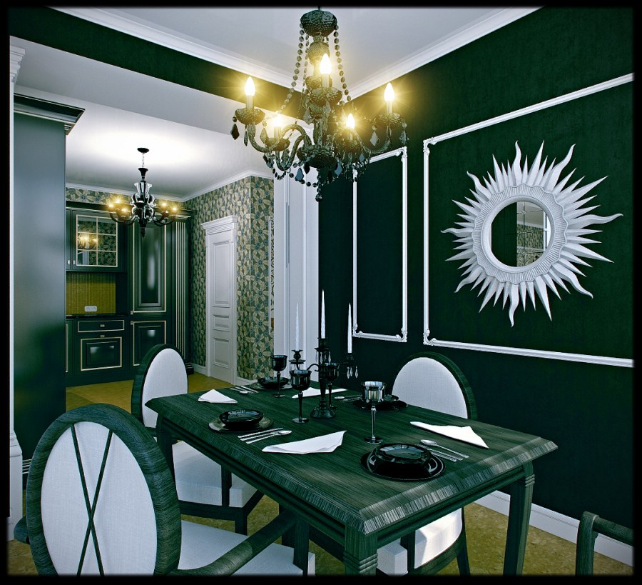 Кухня в стиле арт деко зеленая