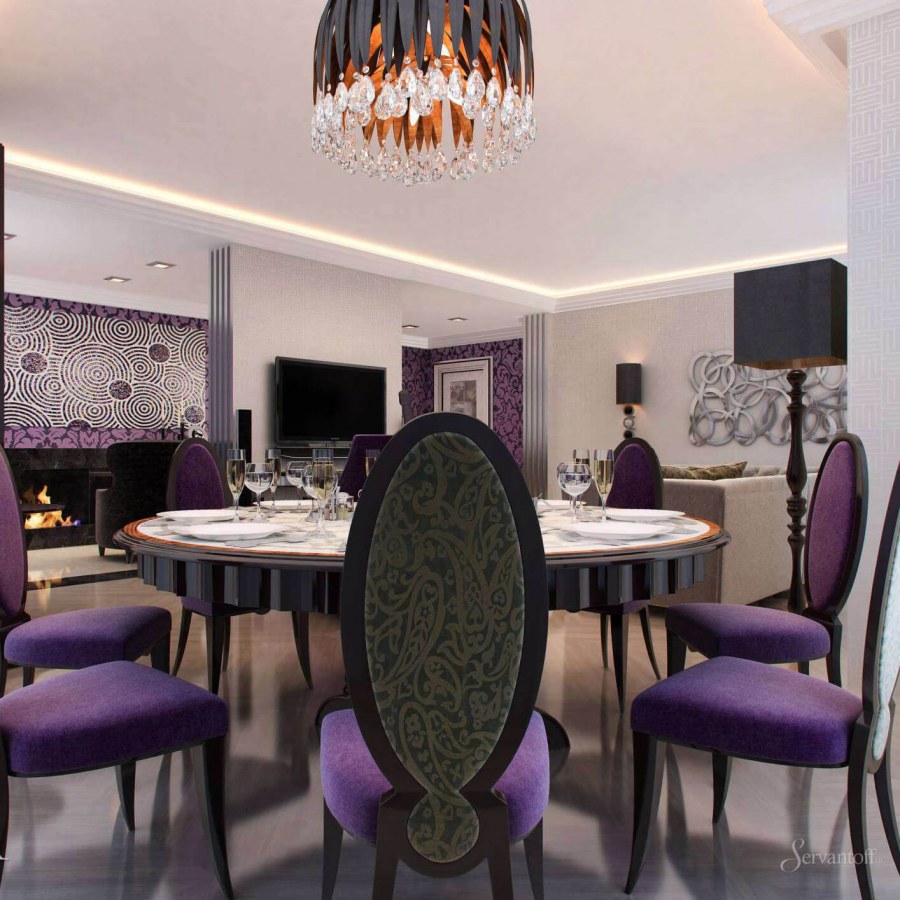 Столовая с фиолетовым оттенком