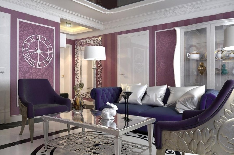 Спальня в стиле ар деко с сиреневым