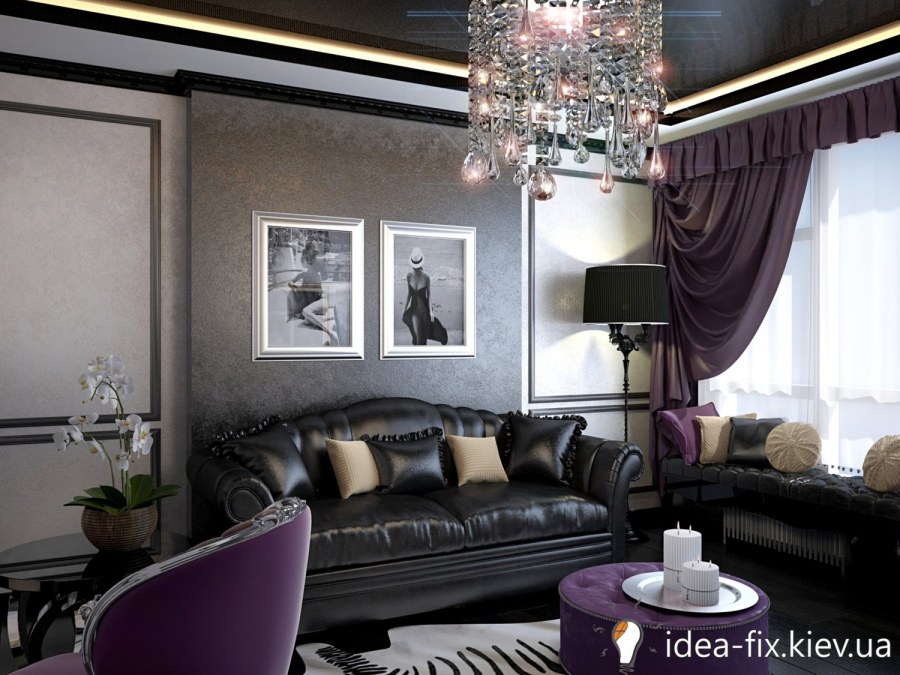 Серая гостиная арт деко